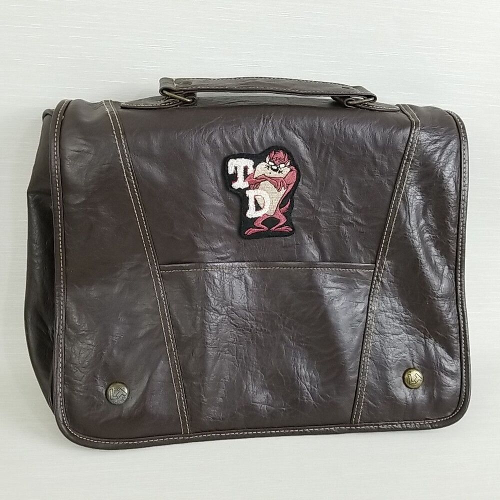 Vtg 1996 Looney Tunes Tazmanian Devil Messenger Bag/ Satchel Faux Leather Rare